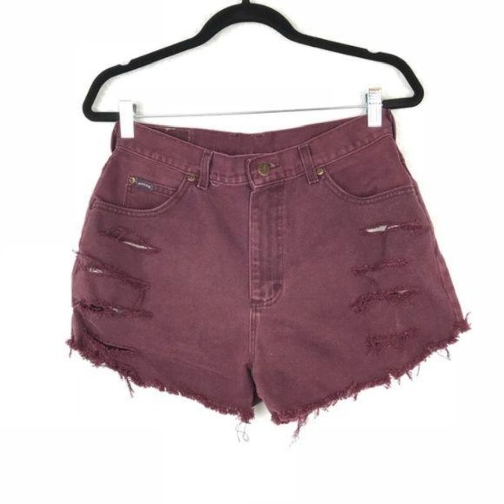 Vintage distressed high waist denim shorts cut AH6